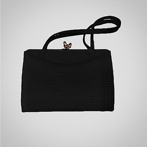 Crown Lewis Vintage Black Pleated Rectangular Purse Evening Bag - Picture 1 of 15